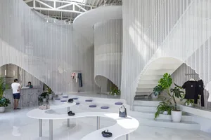 Modern retail store with concrete and glass materials