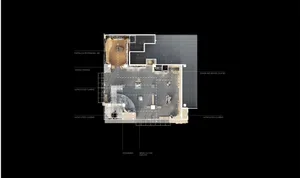 Plan view of a commercial architectural layout depicting various sections such as 'System A & Professional Use', 'Hiking & Tr