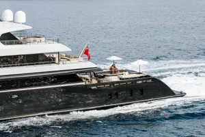 A luxurious yacht featuring a composite material design
