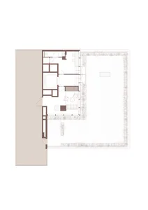 Floor plan of a residential interior, showing the layout and design elements.