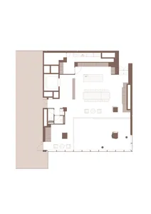 Modern minimalist residential space with white cube shapes.