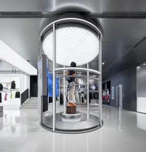 Modern retail space with a metal and glass design.