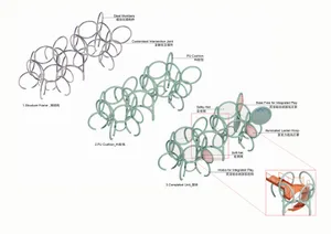 3D rendering of a metal-frame structure for an indoor playground