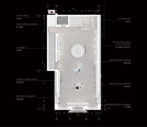Floor plan of a modern retail space with a focus on minimalist design