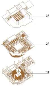 A detailed architectural floor plan made of wood