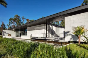 Modern house exterior made of concrete and glass