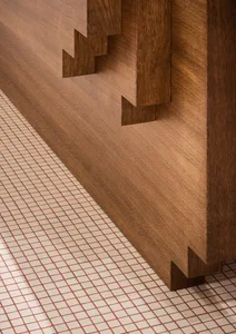 Modern design featuring wooden elements in an interior space.