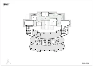 Floor plan depicting the design layout and features of the roof of a modern library.