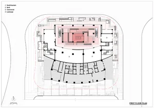 書山大樓一樓的詳細建築平面圖，展示一樓的空間配置。