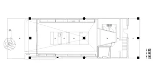 A minimalist office space with a contemporary floor plan.