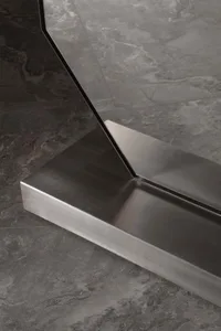 Modern interior design featuring metal flooring