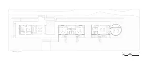 Detailed architectural drawing of a modern bathroom layout.