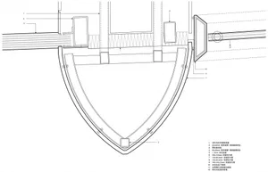 A technical drawing of an interior space made of metal materials.