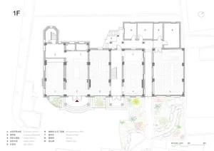 Floor plan of a first floor office layout with numbered rooms and areas.