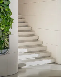 Modern concrete staircase with greenery wall decoration