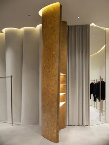 Modern, modular, metal-cladding design in a clothing retail store