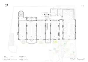 Floor plan of a modern office designed with concrete materials