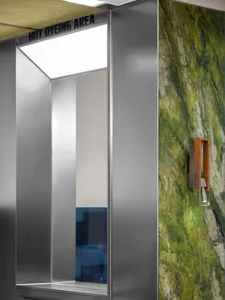 Metallic interior design space showing a modern office environment.