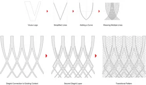A structural diagram showcasing the connection process between linear patterns in a design context.