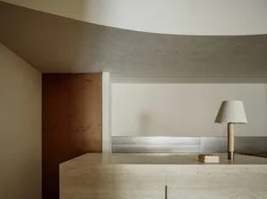 Modern interior design featuring marble materials