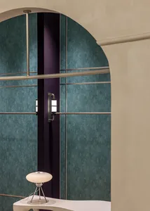 A modern interior design featuring textured materials in a space with a unique composition.