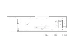 一張現代零售店面佈局的詳細2D建築圖。