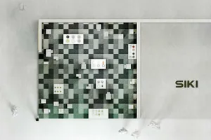 A detailed industrial floor-plan with a tile pattern.