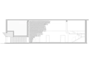 Perspective view of a modern shop's interior design with a wooden menu board.