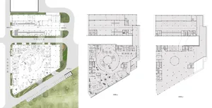 Industrial building floor plan showcasing a concrete structure.