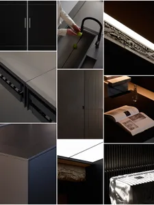 Modern minimalist interior design with metallic finishes