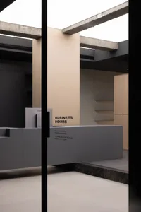 Minimalist retail space with concrete walls