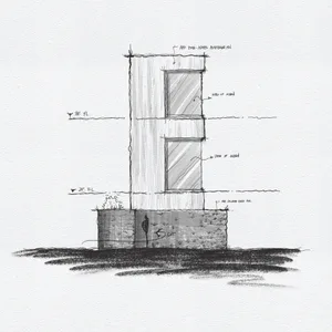 Drawing of a modern exterior with concrete and glass materials.