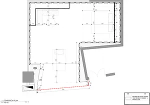 Detailed architectural floor plan of a modern residential building, featuring camera angles showing various perspectives.