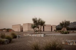 Modern building exterior made of sandstone