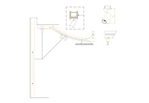 Modern lighting fixture mounted on a steel wall with a minimalist design.