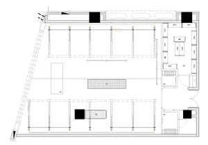 2D architectural drawing of a modern office layout