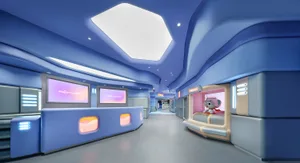A modern retail storefront featuring glass and metal materials