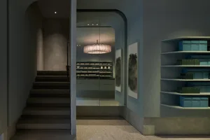 現代簡約店面設計，混凝土牆面搭配玻璃入口