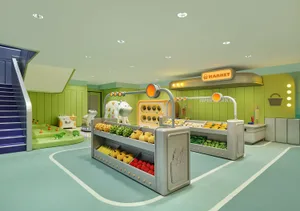 A modern playroom with plastic toys and furniture