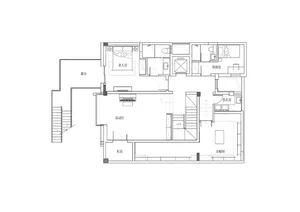 一張現代住宅平面圖的詳細2D建築圖面。
