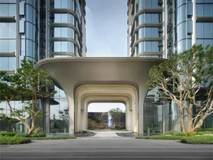 Modern entrance designed with concrete elements
