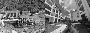 Modern residential apartments featuring concrete and glass exteriors.