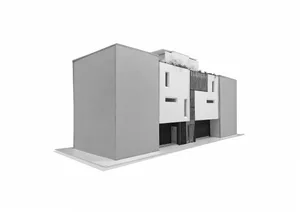 Modern architectural model with concrete structure.
