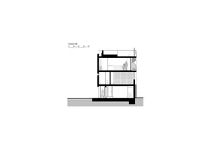 A vertical architectural plan depicting the interior of a modern house.