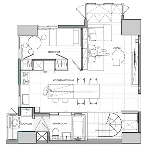 Floor plan of a modern residential apartment