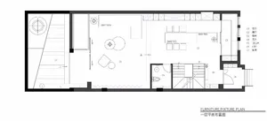 A modern architectural floor plan depicted in white and black.