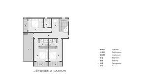 2nd floor apartment floor plan featuring balcony and terrace