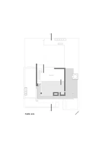 An architectural drawing of a modern living space with concrete flooring.