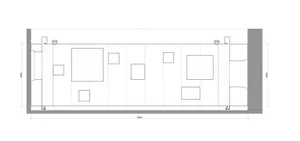 A black and white architectural floor plan showing the layout of a building.