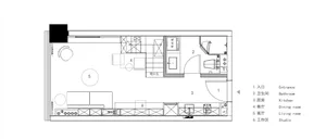 Modern residential floor plan showing interior design and layout.